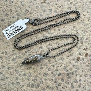 One of a kind Sterling Silver 925 multi color diamond Pendant on chain 18”